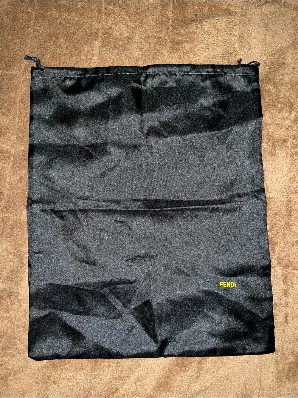 Fendi Black Dust Pouch with Yellow Logo